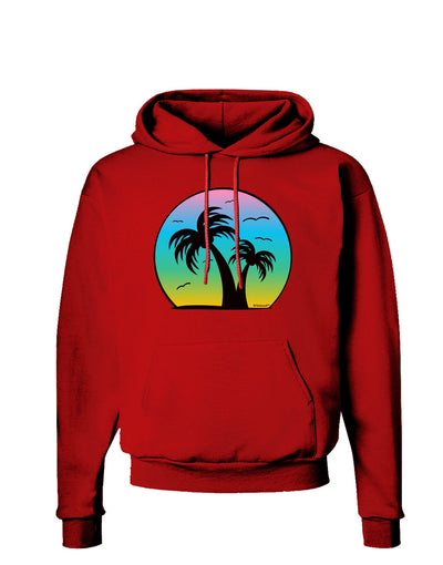 Palm Trees Silhouette - Beach Sunset Design Dark Hoodie Sweatshirt-Hoodie-TooLoud-Red-Small-Davson Sales