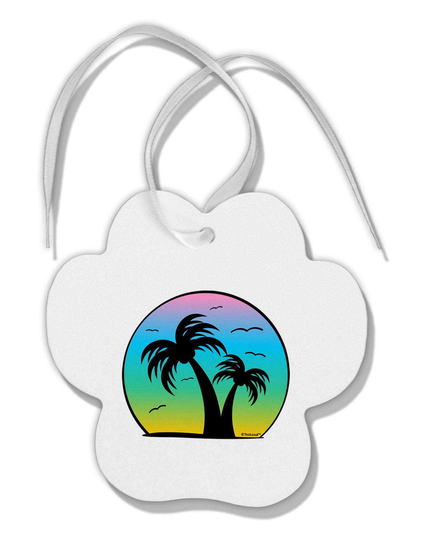 Palm Trees Silhouette - Beach Sunset Design Paw Print Shaped Ornament-Ornament-TooLoud-White-Davson Sales