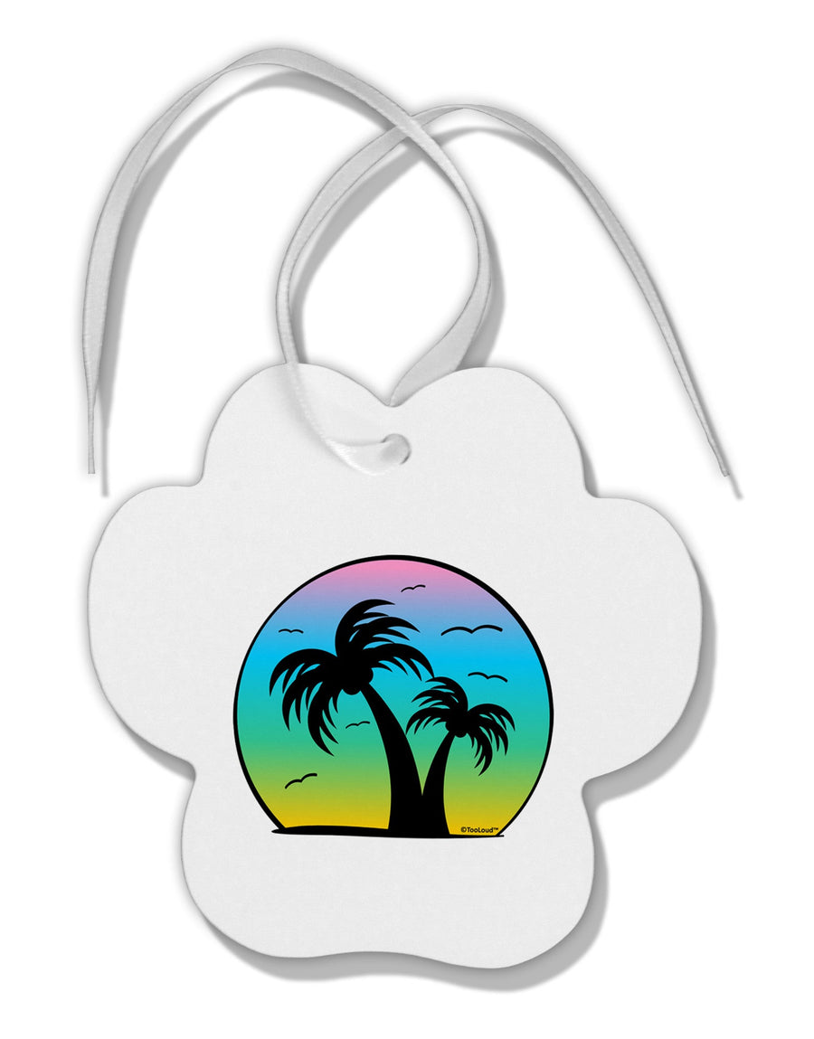 Palm Trees Silhouette - Beach Sunset Design Paw Print Shaped Ornament-Ornament-TooLoud-White-Davson Sales