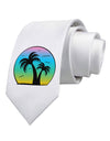 Palm Trees Silhouette - Beach Sunset Design Printed White Necktie