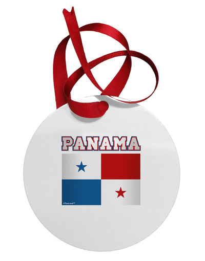 Panama Flag Circular Metal Ornament-Ornament-TooLoud-White-Davson Sales