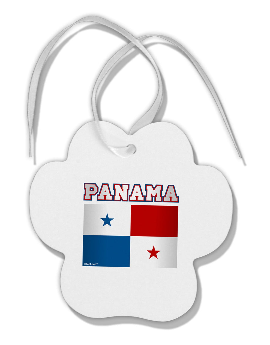 Panama Flag Paw Print Shaped Ornament-Ornament-TooLoud-White-Davson Sales