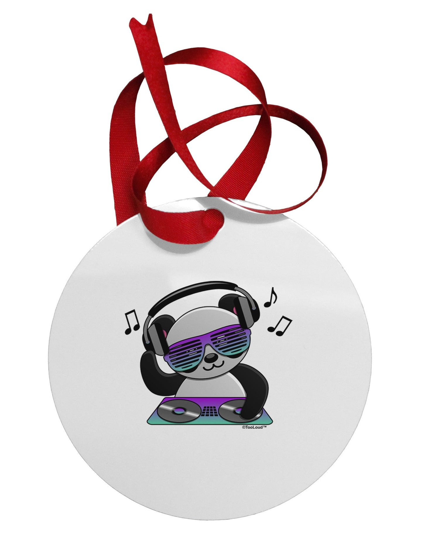 Panda DJ Circular Metal Ornament-Ornament-TooLoud-White-Davson Sales
