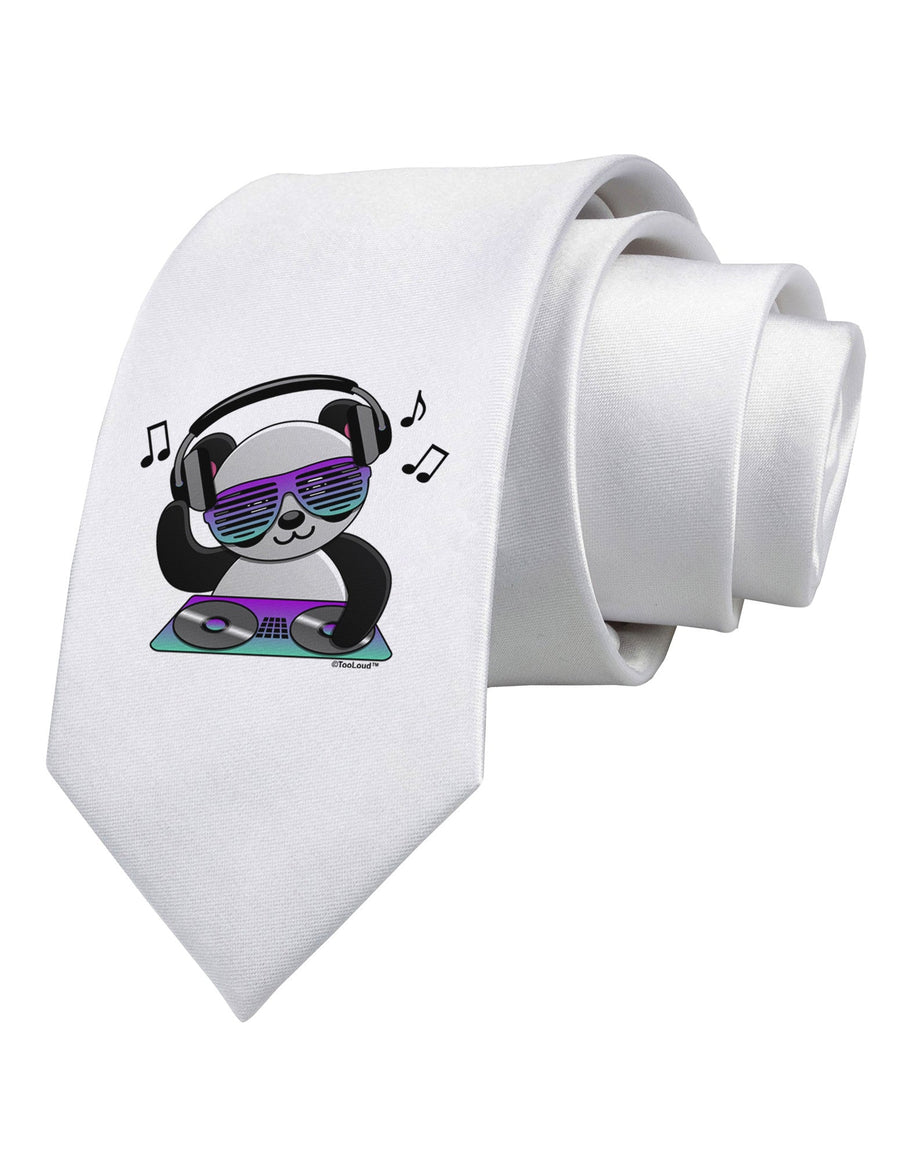 Panda DJ Printed White Necktie