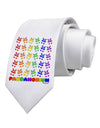 Pandamonium Rainbow Pandas Printed White Necktie by TooLoud