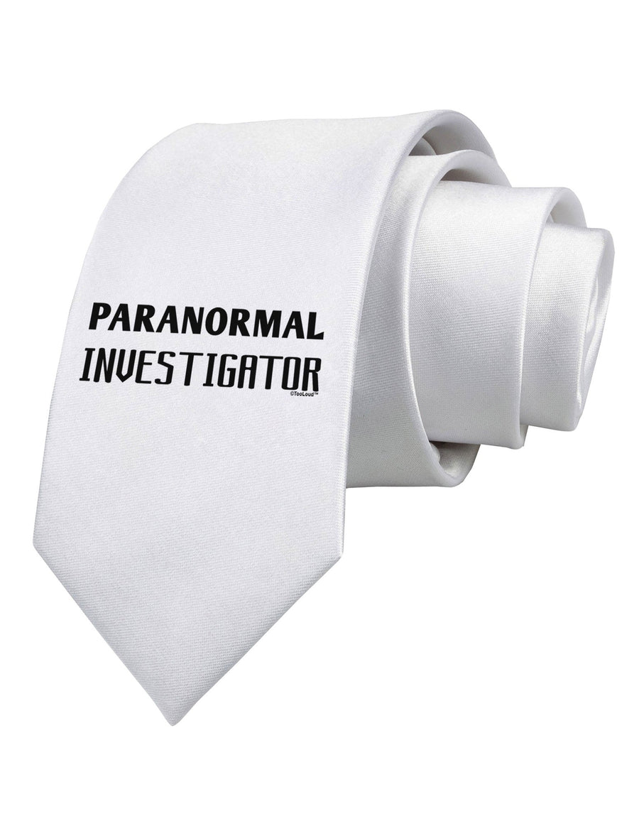 Paranormal Investigator Printed White Necktie