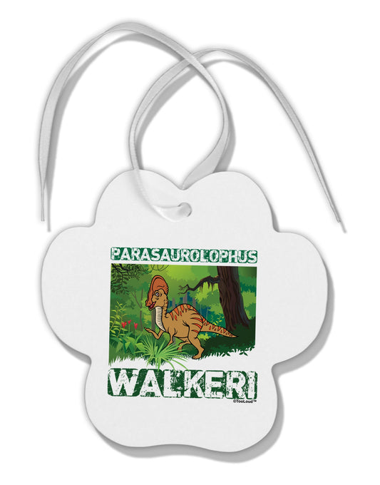 Parasaurolophus Walkeri - With Name Paw Print Shaped Ornament by TooLoud-Ornament-TooLoud-White-Davson Sales