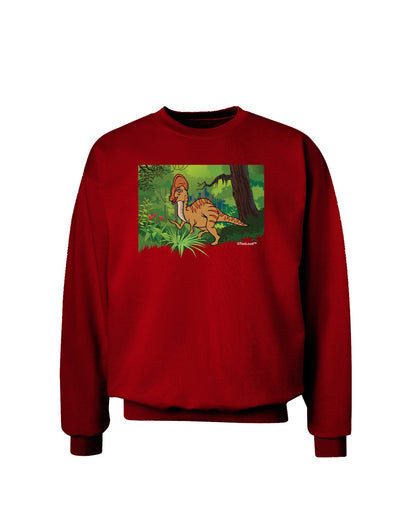 Parasaurolophus Walkeri - Without Name Adult Dark Sweatshirt-Sweatshirts-TooLoud-Deep-Red-Small-Davson Sales