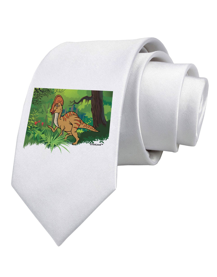 Parasaurolophus Walkeri - Without Name Printed White Necktie