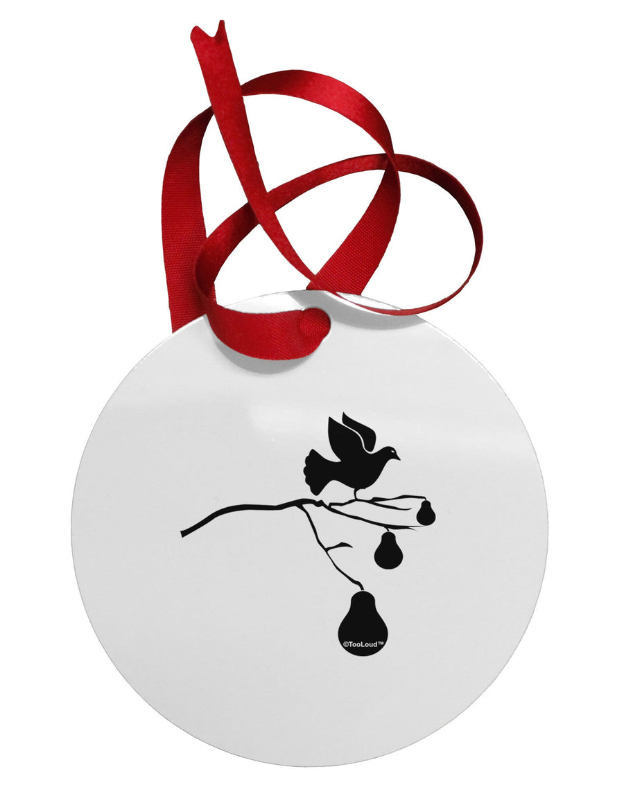 Partridge In A Pear Tree Circular Metal Ornament-Ornament-TooLoud-White-Davson Sales