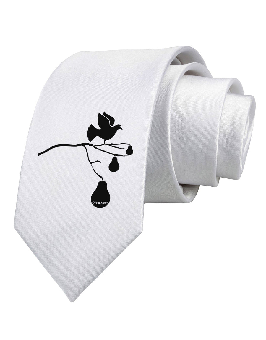 Partridge In A Pear Tree Printed White Necktie