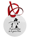 Partridge In A Pear Tree Text Circular Metal Ornament-Ornament-TooLoud-White-Davson Sales