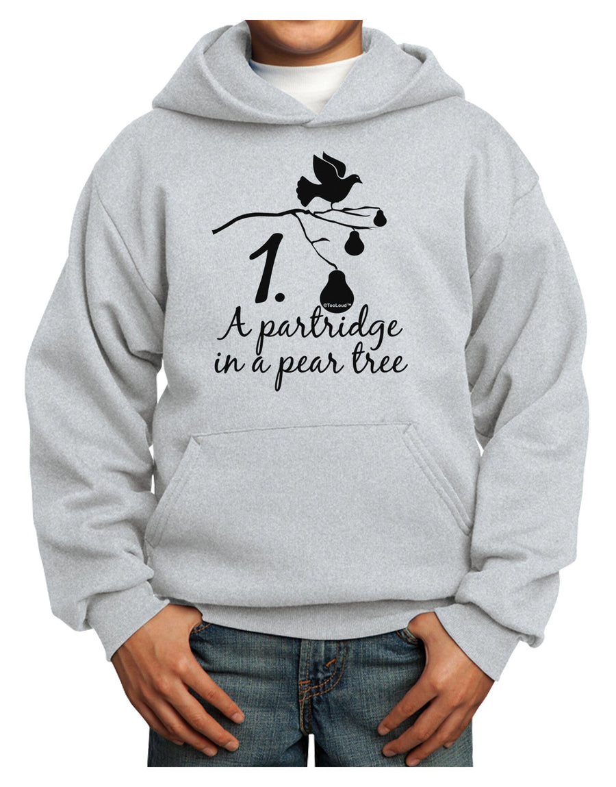 Partridge In A Pear Tree Text Youth Hoodie Pullover Sweatshirt-Youth Hoodie-TooLoud-White-XS-Davson Sales