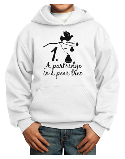 Partridge In A Pear Tree Text Youth Hoodie Pullover Sweatshirt-Youth Hoodie-TooLoud-White-XS-Davson Sales