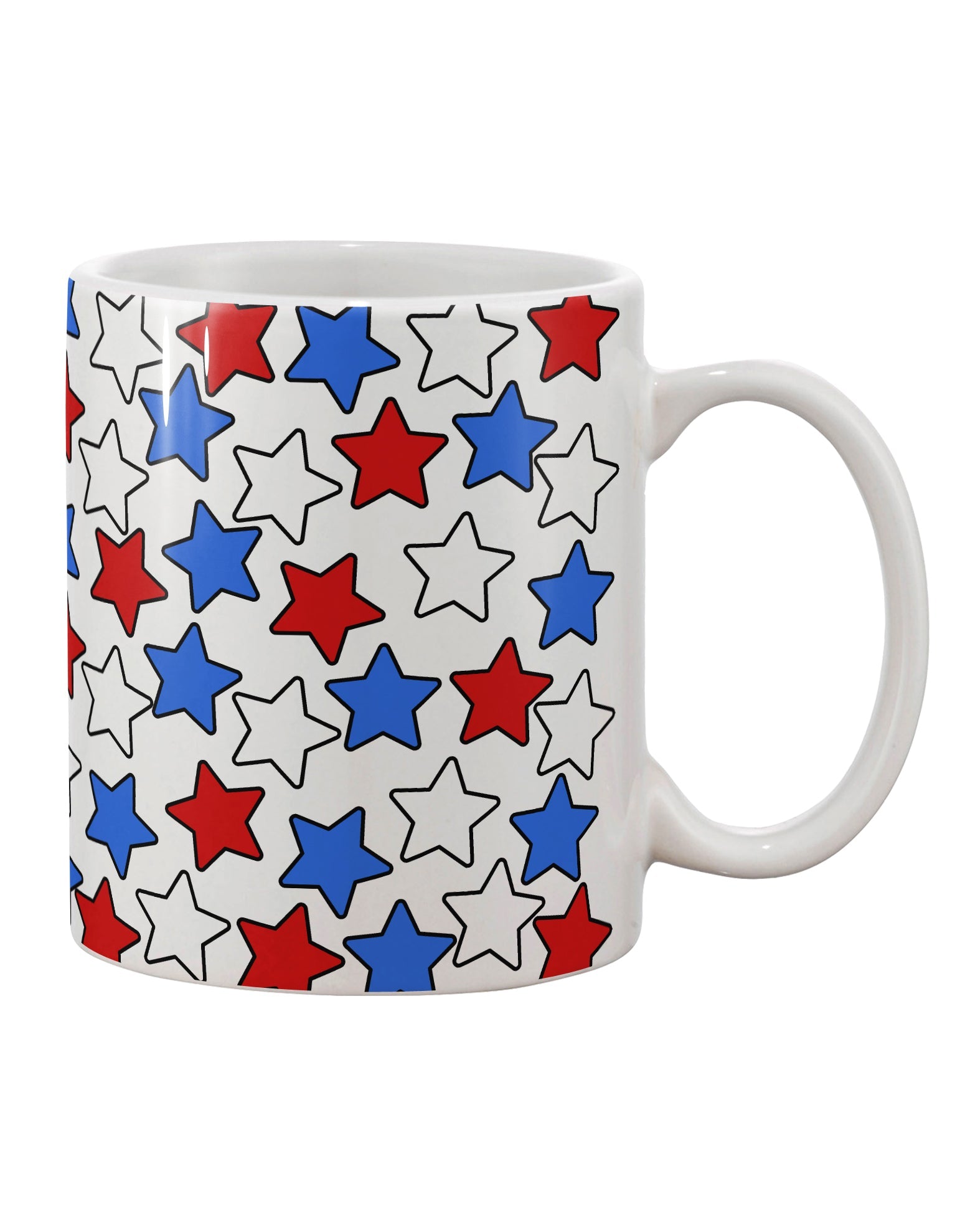 Patriotic 11 oz Coffee Mug with Red, White, and Blue Stars - Expertly Crafted by TooLoud-11 OZ Coffee Mug-TooLoud-White-Davson Sales