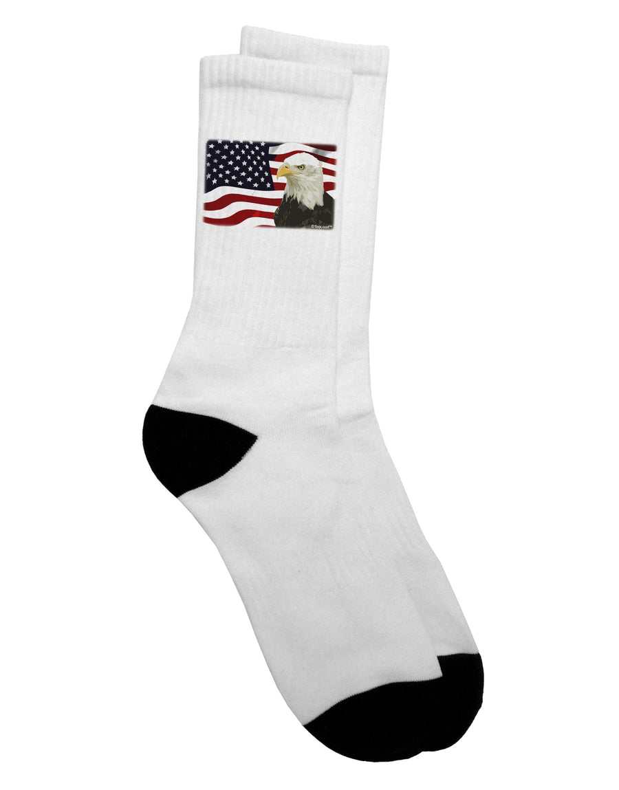 Patriotic American Flag with Majestic Bald Eagle Adult Crew Socks - TooLoud-Socks-TooLoud-White-Ladies-4-6-Davson Sales