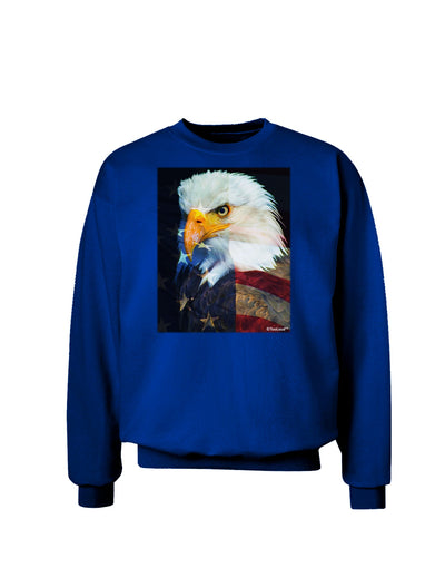 Patriotic Bald Eagle - American Flag Adult Dark Sweatshirt by TooLoud-Sweatshirts-TooLoud-Deep-Royal-Blue-Small-Davson Sales