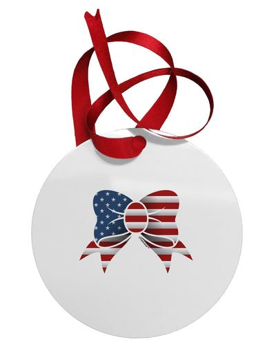 Patriotic Bow Circular Metal Ornament-Ornament-TooLoud-White-Davson Sales