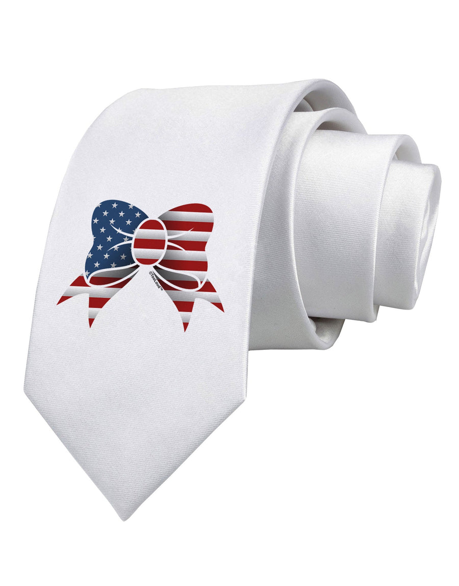 Patriotic Bow Printed White Necktie