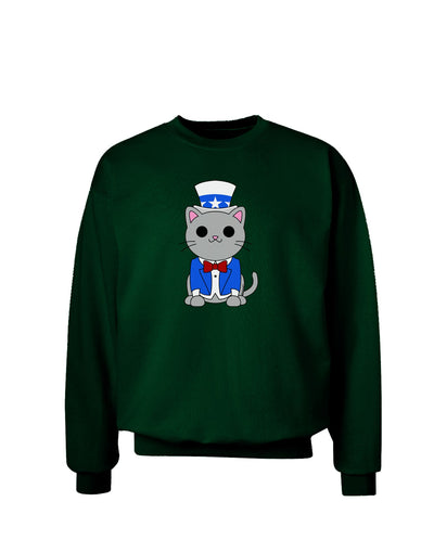 Patriotic Cat Adult Dark Sweatshirt by TooLoud-Sweatshirts-TooLoud-Deep-Forest-Green-Small-Davson Sales