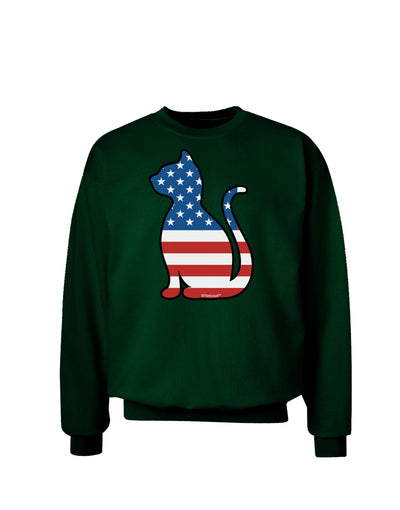 Patriotic Cat Design Adult Dark Sweatshirt by TooLoud-Sweatshirts-TooLoud-Deep-Forest-Green-Small-Davson Sales