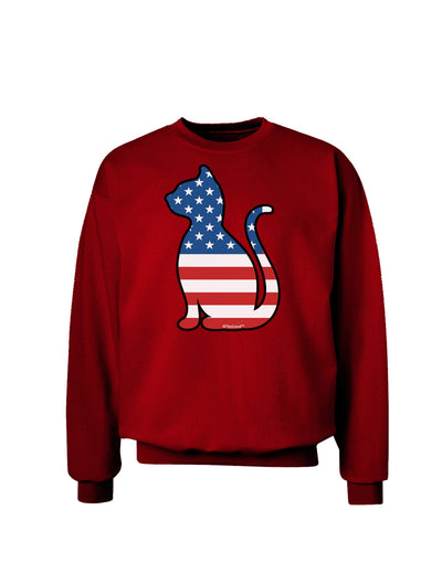 Patriotic Cat Design Adult Dark Sweatshirt by TooLoud-Sweatshirts-TooLoud-Deep-Red-Small-Davson Sales