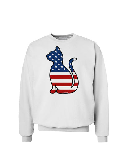 Patriotic Cat Design Sweatshirt by TooLoud-Sweatshirts-TooLoud-White-Small-Davson Sales