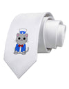 Patriotic Cat Printed White Necktie by TooLoud