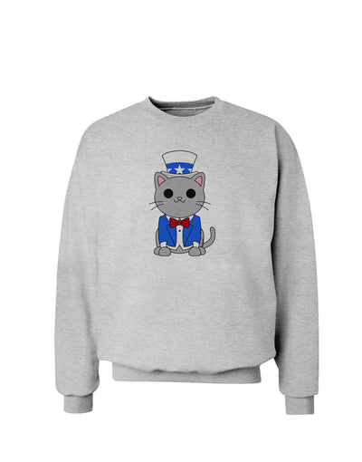 Patriotic Cat Sweatshirt by TooLoud-Sweatshirts-TooLoud-AshGray-Small-Davson Sales