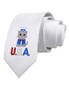 Patriotic Cat - USA Printed White Necktie by TooLoud