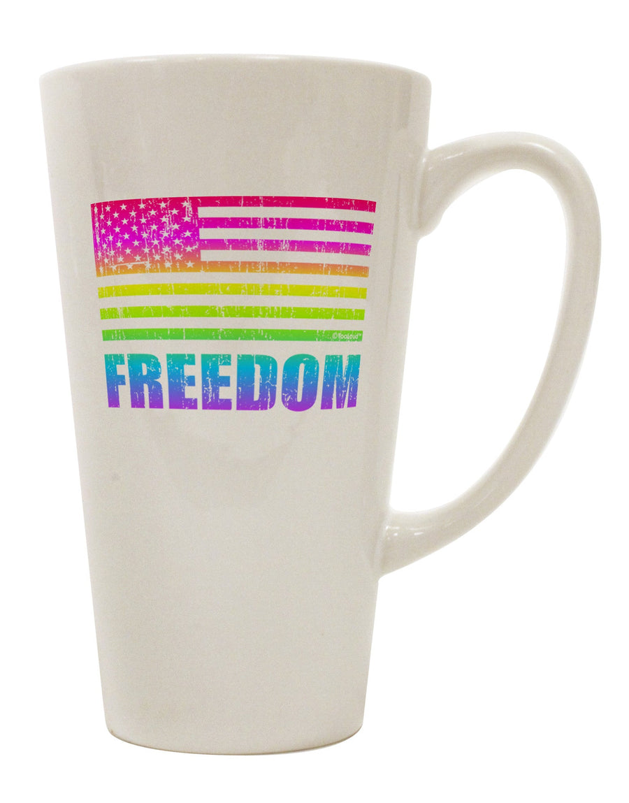 Patriotic Expression - Vibrant Rainbow Flag - 16 Ounce Conical Latte Coffee Mug - TooLoud-Conical Latte Mug-TooLoud-White-Davson Sales
