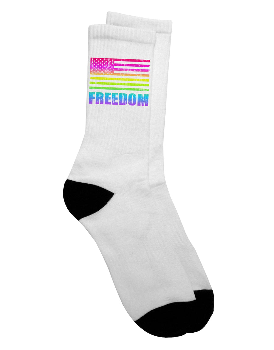 Patriotic Expression - Vibrant Rainbow Flag - Unisex Crew Socks - TooLoud-Socks-TooLoud-White-Ladies-4-6-Davson Sales