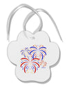 Patriotic Fireworks with Bursting Stars Paw Print Shaped Ornament by TooLoud-Ornament-TooLoud-White-Davson Sales