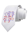 Patriotic Fireworks with Bursting Stars Printed White Necktie by TooLoud