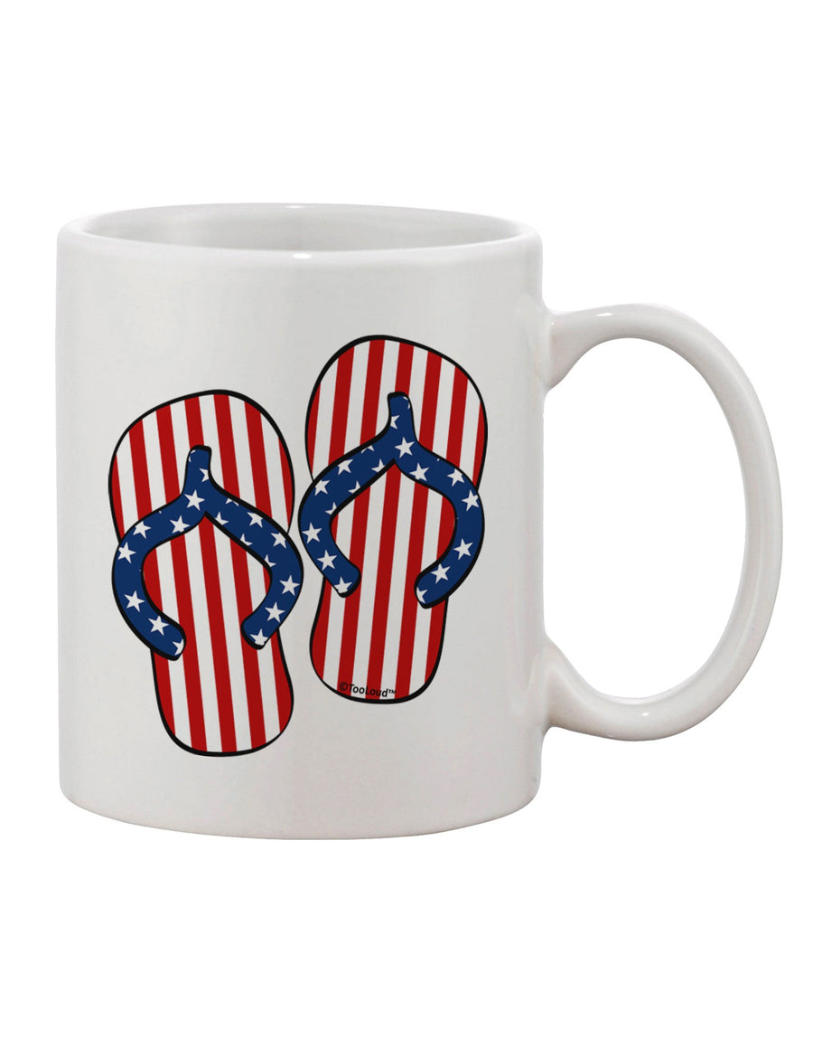 Patriotic Flip Flops Design 11 oz Coffee Mug - Ideal for Drinkware Enthusiasts-11 OZ Coffee Mug-TooLoud-White-Davson Sales