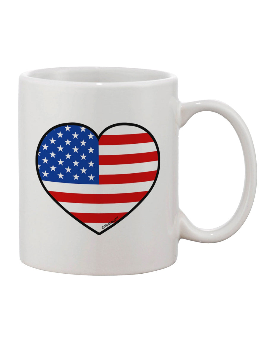 Patriotic Heart Design Adorned 11 oz Coffee Mug - Expertly Crafted by TooLoud-11 OZ Coffee Mug-TooLoud-White-Davson Sales