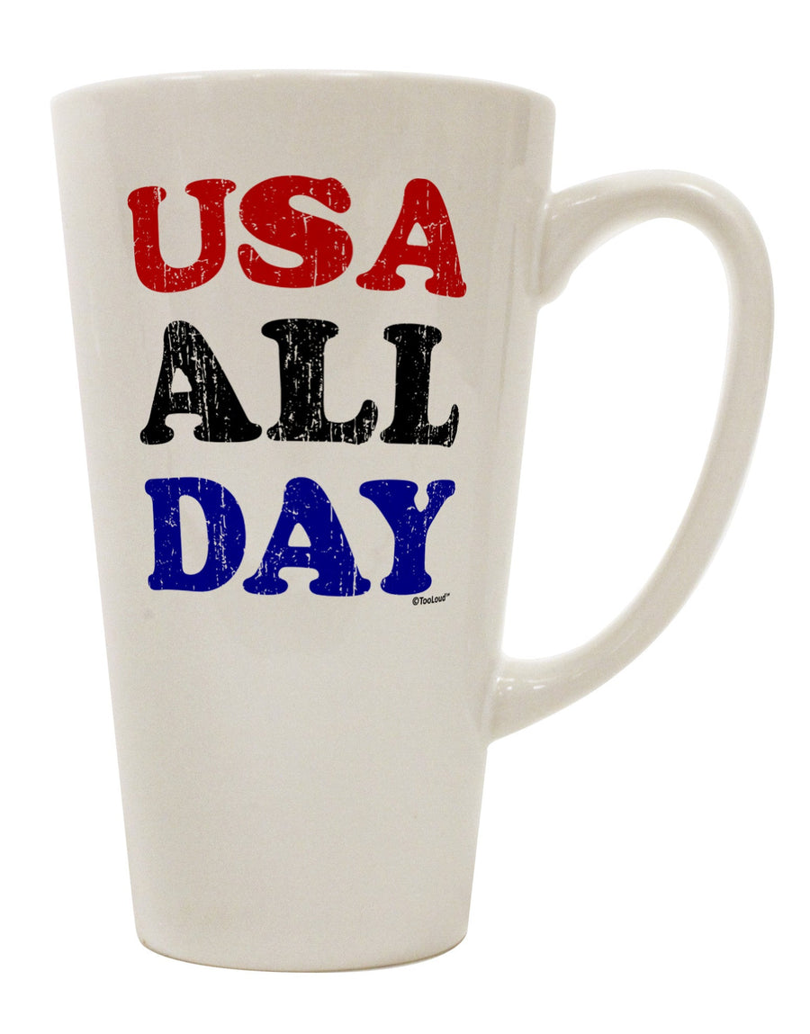 Patriotic Perfection - Distressed Design 16 Ounce Conical Latte Coffee Mug by TooLoud-Conical Latte Mug-TooLoud-White-Davson Sales