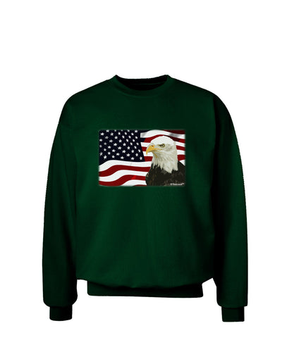 Patriotic USA Flag with Bald Eagle Adult Dark Sweatshirt by TooLoud-Sweatshirts-TooLoud-Deep-Forest-Green-Small-Davson Sales