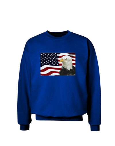 Patriotic USA Flag with Bald Eagle Adult Dark Sweatshirt by TooLoud-Sweatshirts-TooLoud-Deep-Royal-Blue-Small-Davson Sales