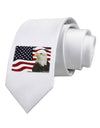 Patriotic USA Flag with Bald Eagle Printed White Necktie by TooLoud