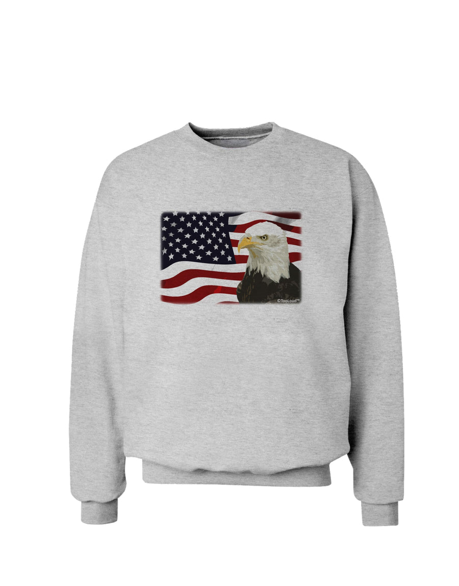 Patriotic USA Flag with Bald Eagle Sweatshirt by TooLoud-Sweatshirts-TooLoud-White-Small-Davson Sales