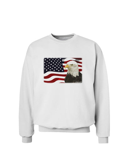 Patriotic USA Flag with Bald Eagle Sweatshirt by TooLoud-Sweatshirts-TooLoud-White-Small-Davson Sales