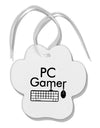 PC Gamer BnW Paw Print Shaped Ornament by TooLoud-Ornament-TooLoud-White-Davson Sales