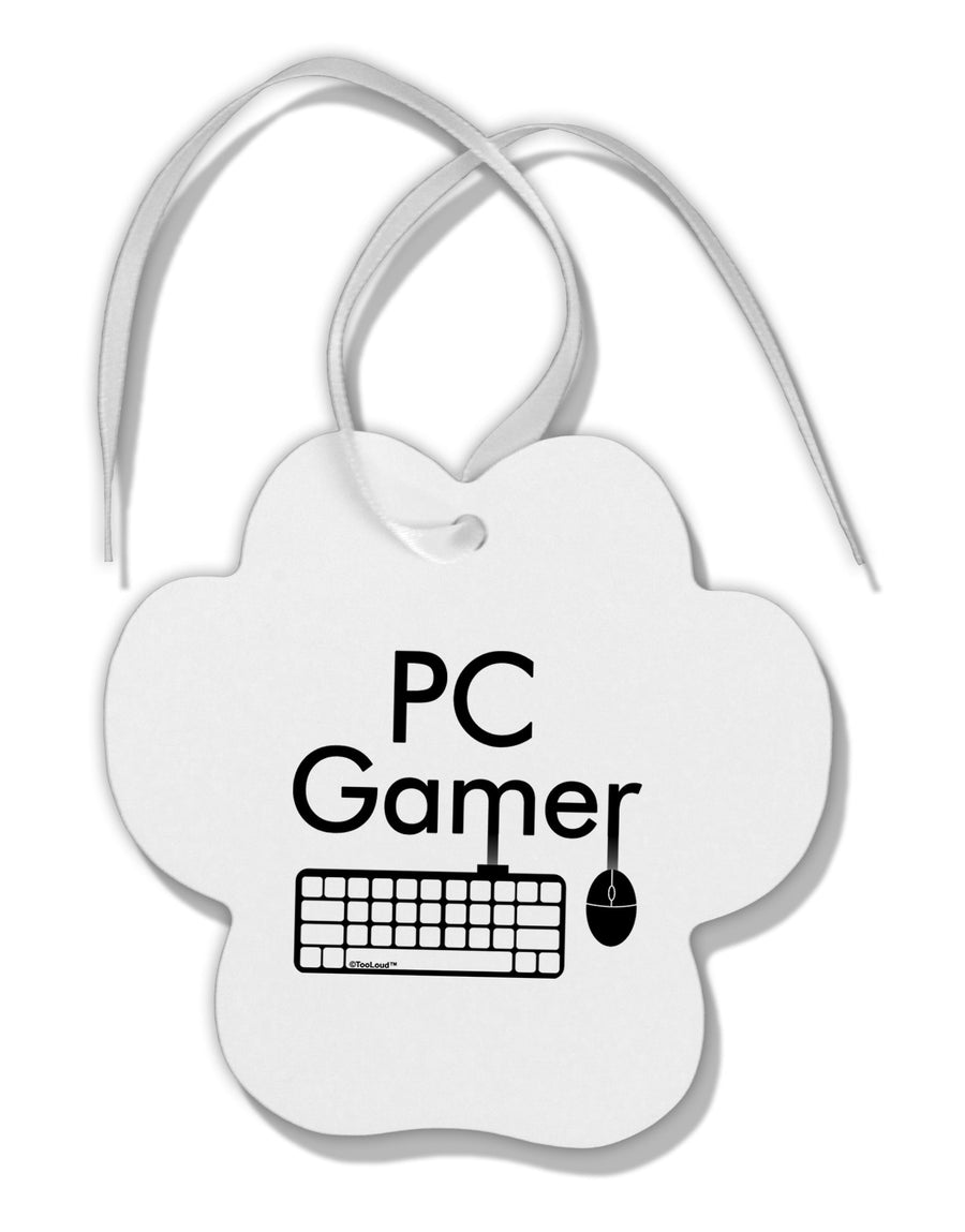 PC Gamer BnW Paw Print Shaped Ornament by TooLoud-Ornament-TooLoud-White-Davson Sales