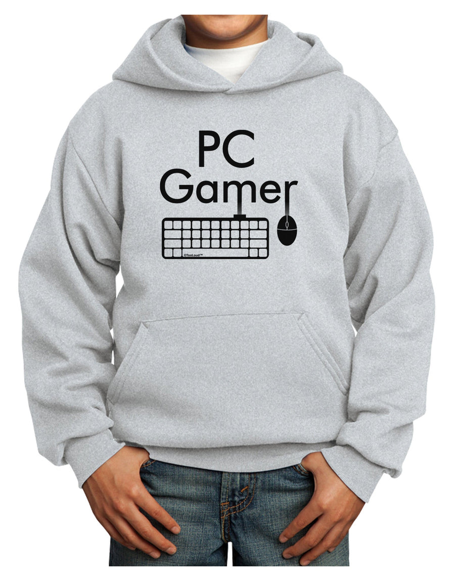 PC Gamer BnW Youth Hoodie Pullover Sweatshirt-Youth Hoodie-TooLoud-White-XS-Davson Sales