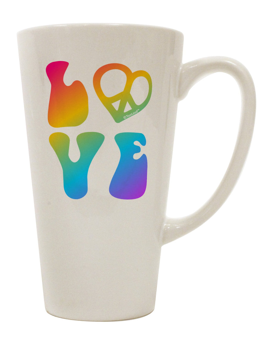 Peace and Love - Conical Latte Coffee Mug - TooLoud-Conical Latte Mug-TooLoud-White-Davson Sales