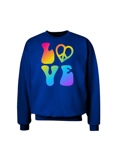 Peace and Love - Peace Heart Love Adult Dark Sweatshirt-Sweatshirts-TooLoud-Deep-Royal-Blue-Small-Davson Sales