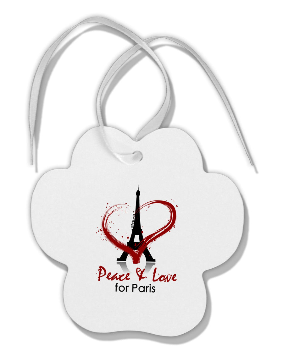 Peace & Love For Paris Paw Print Shaped Ornament-Ornament-TooLoud-White-Davson Sales