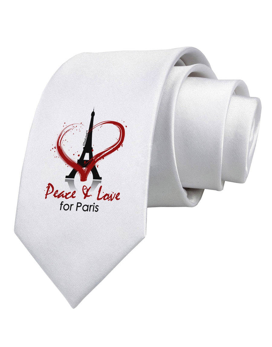 Peace & Love For Paris Printed White Necktie