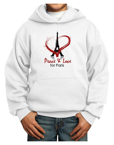 Peace & Love For Paris Youth Hoodie Pullover Sweatshirt-Youth Hoodie-TooLoud-White-XS-Davson Sales
